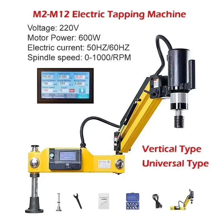 Machine à tarauder électrique 600W M3-M20 avec servomoteur de pulvérisation d'huile