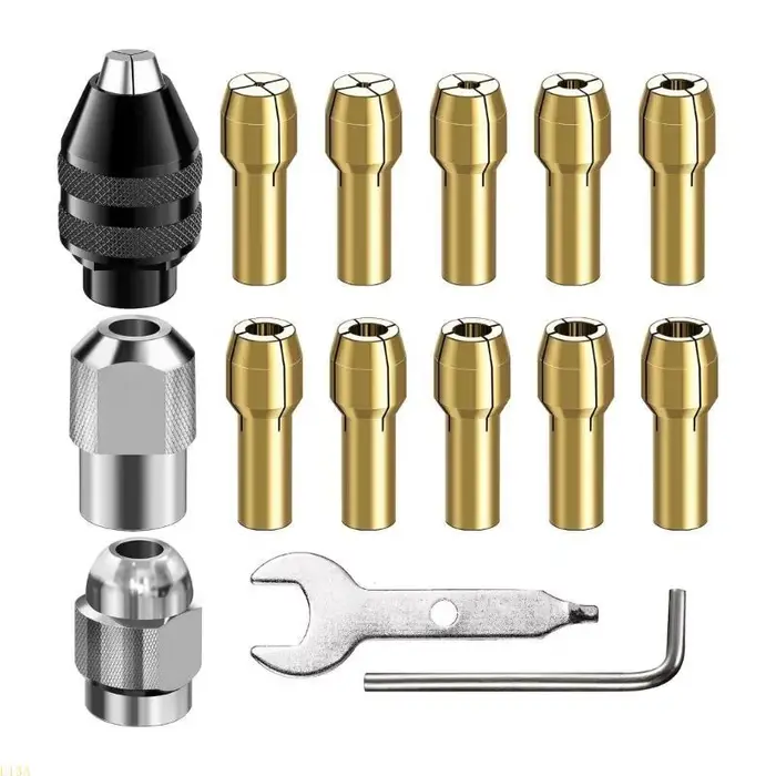 U13A 15pcs Drill Chuck Collet Set Copper Collètes Chucks pour outil rotatif 1/32 "à 1/8"