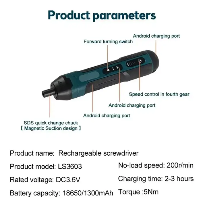 Mini tournevis électrique sans fil 1300mah