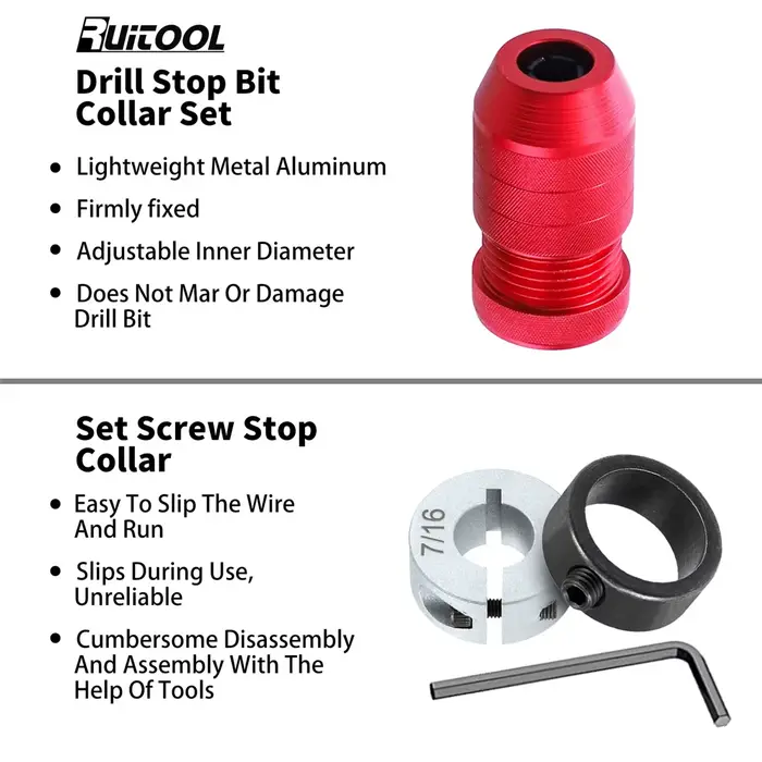 Jeu de butées de perceuse en aluminium