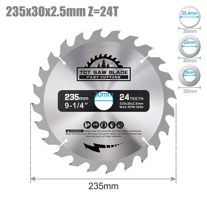 CMCP 1pc 235mm lame de scie circulaire TCT lame de scie pour outils de travail du bois 24/40/48T dis