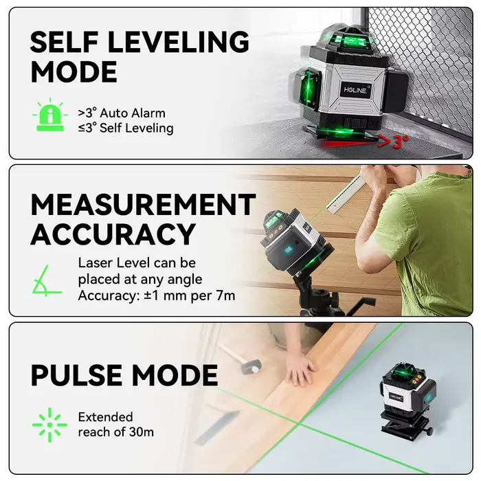 Niveau laser professionnel HGLINE 16 lignes avec télécommande APP à nivellement automatique 360 °