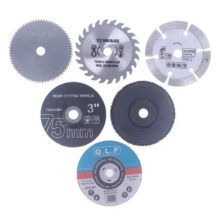7 pièces/ensemble 75mm jeu de disques de coupe bricolage carrelage bois métal disque