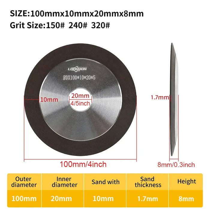 Affûtage de disque de meulage en diamant pour affûteur de fraise en acier au tungstène 100/125/150mm 150-320 # 1 pièce