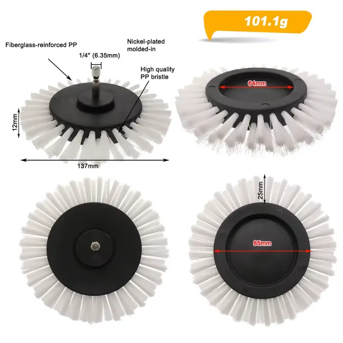 Perceuse électrique, brosse de nettoyage en Nylon de 3.5 pouces