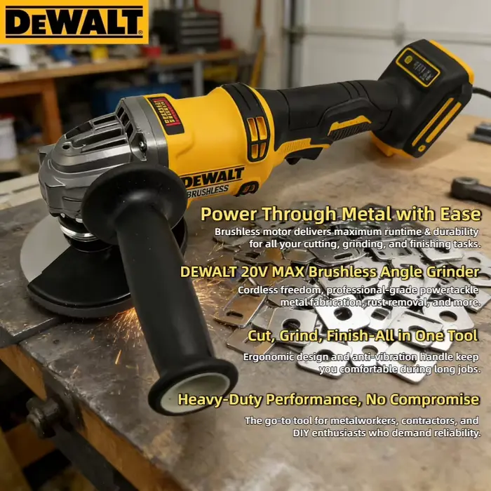 Meuleuse d'angle sans fil DEWALT DCG414 125 mm | Machine professionnelle de découpe du métal et du bois (batterie non