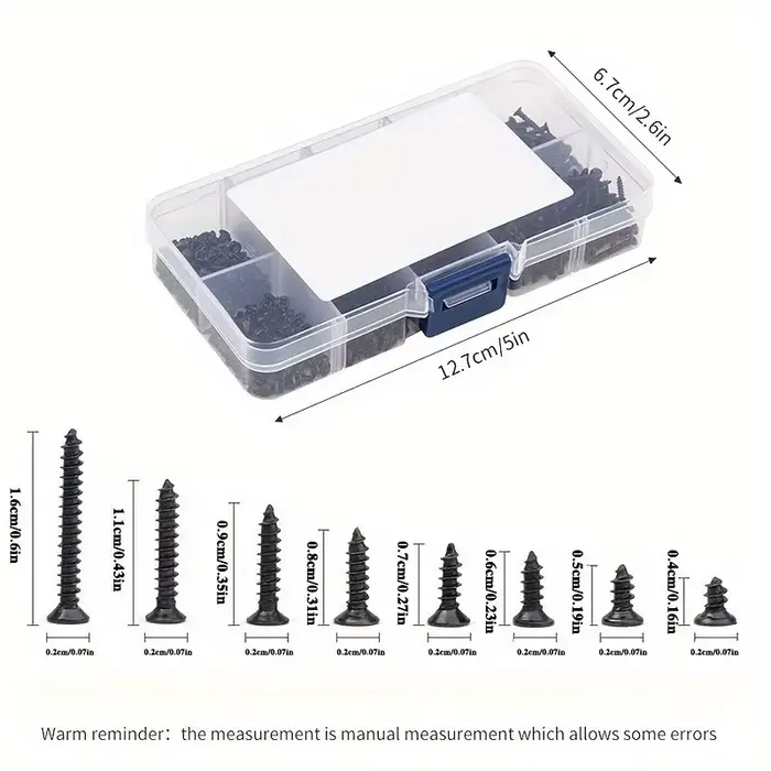 Jeu de vis autotaraudeuses M2 de 300 pièces en différentes tailles et styles - assemblage d'appareils comprenant des boîtes de rangement pratiques