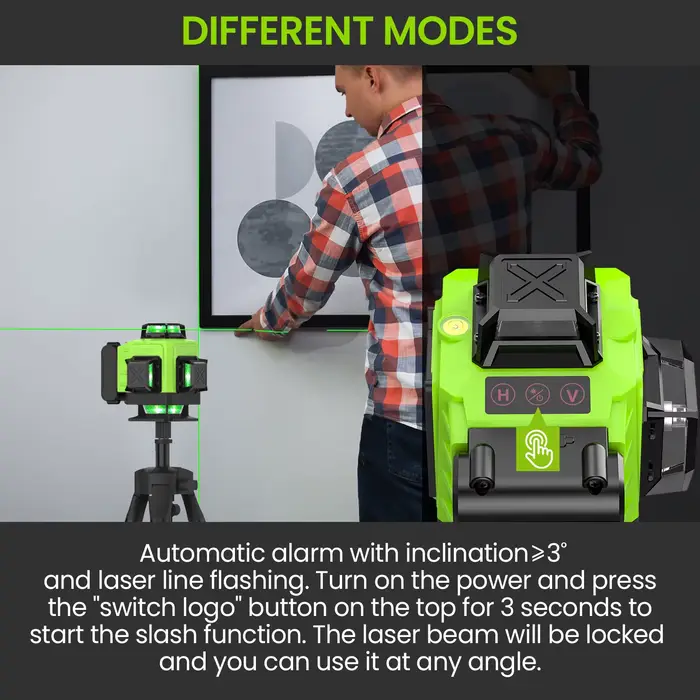Niveau Laser 4D 16 lignes, ligne verte, auto-nivelant 360 horizontal et vertical, niveau Laser Super