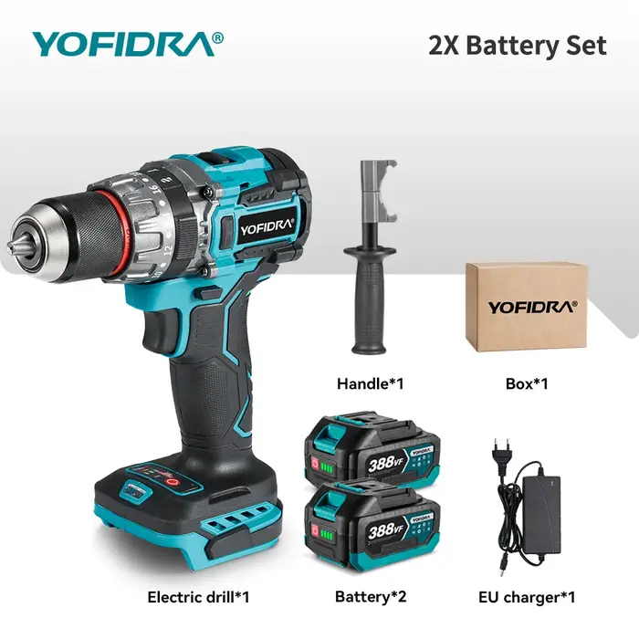 YOFIDRA 700N.M perceuse à percussion électrique sans brosse tournevis sans fil plaques sol travail du bois outil électri