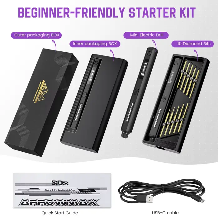 ARROWMAX Mini perceuse de précision sans fil