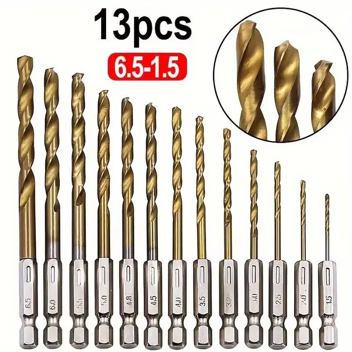Perceuse hélicoïdale plaquée titane, poignée hexagonale de 1.5-6.5mm, perceuse électrique, tournevis