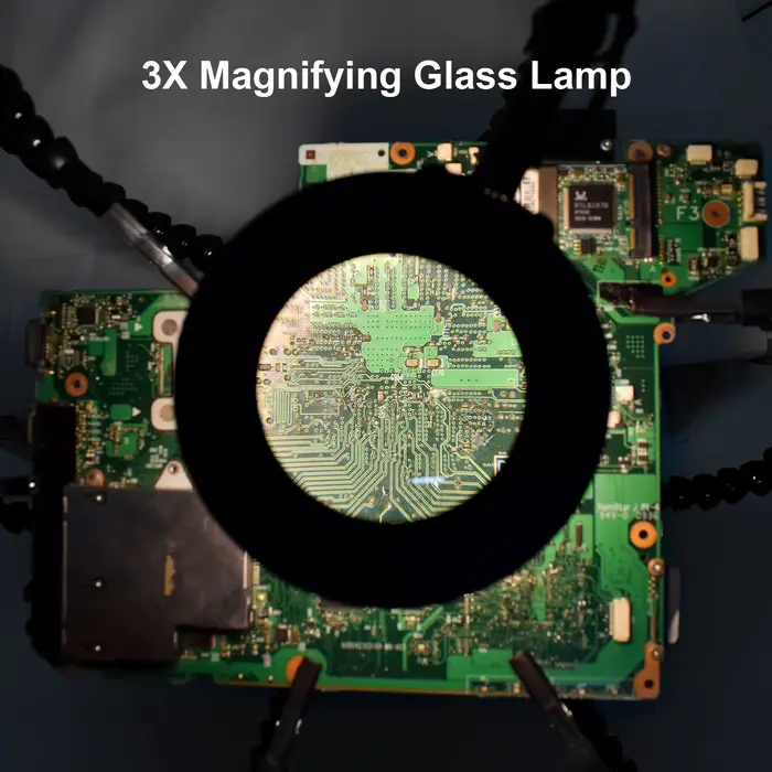 Toolour aider les mains à souder outils de troisième main 5 bras flexibles avec pince de Table réglable loupe LED 3X outil de support de carte PCB