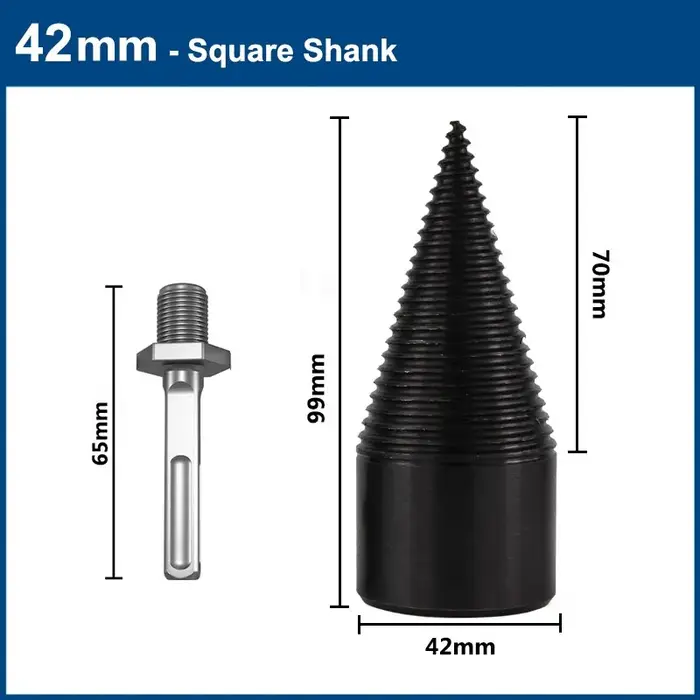 Foret séparateur de bois de chauffage 32/42mm tige ronde/hexagonale/triangulaire cône