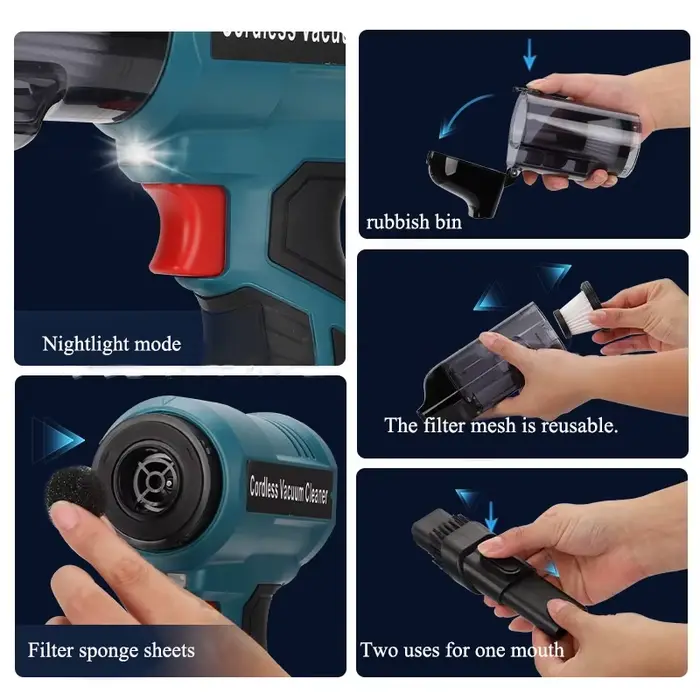 Aspirateur à moteur sans balais Portable VC05 pour batterie Li-ion Makita/DeWalt/Milwaukee/Bosch/Ryobi 18/20V avec réglage de la vitesse