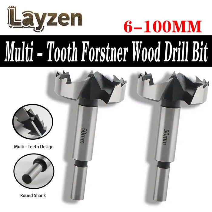 Layzen 6-100mm Forstner foret multi-dent bois trou scie tige ronde auto centrage charnière alésage h