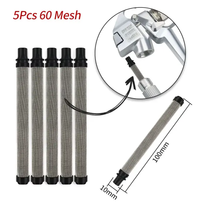 Lot de 5 filtres pour pistolet de peinture airless, mailles 30-200, réduit le colmatage de la buse, 