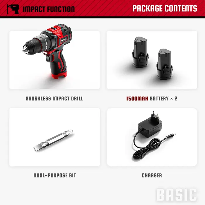 YEVOLT 12V perceuse électrique sans fil sans brosse