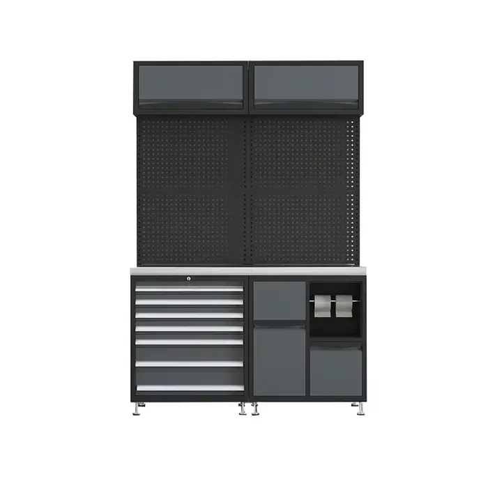 Établi de garage avec armoire de rangement d'outils pour atelier