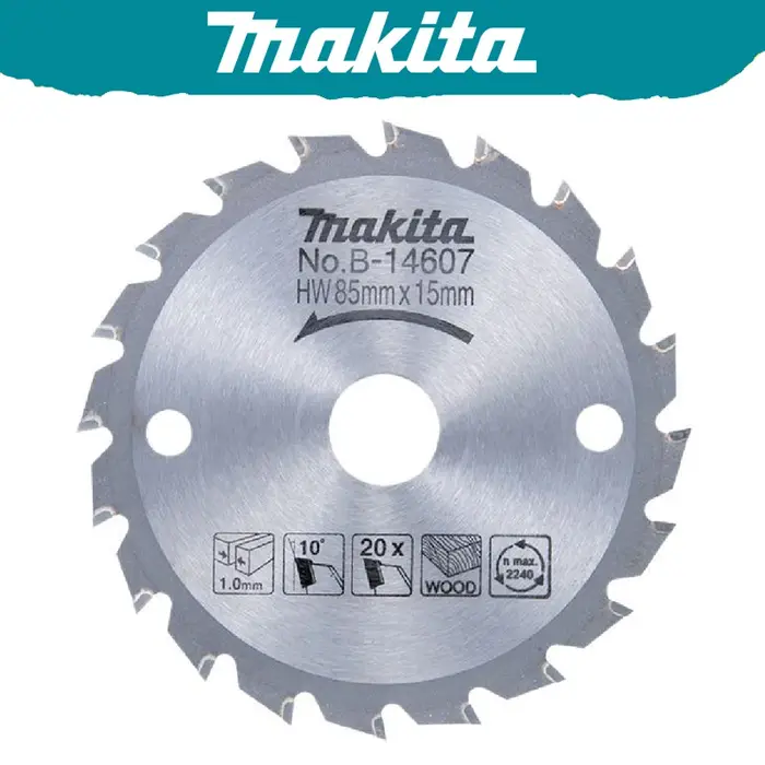 Makita B-14607 Disco HM 85/15/20D lames de scie circulaire haute dureté coupes de bois bords tranchants fixation d'outil à dents multiples