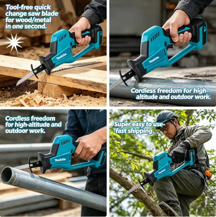 Scie sauteuse rechargeable sans balais Makita DJR189 18V : outil de coupe électrique portable pour le bois et le métal (machine uniquement)