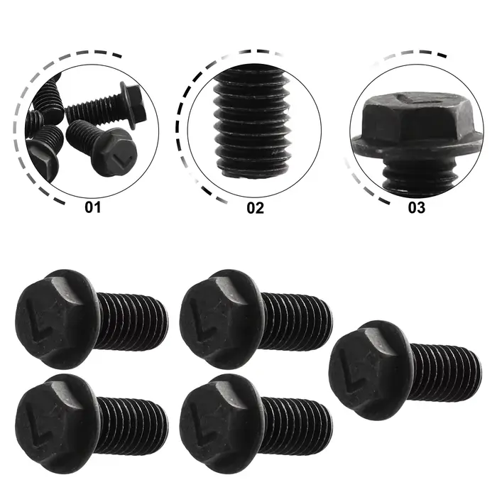 Lames de scie en métal, boulon M8 x 20 mm, filetage gauche, tête hexagonale, bride pour machines-outils de découpe, lame de scie noire, vis pour Ryob