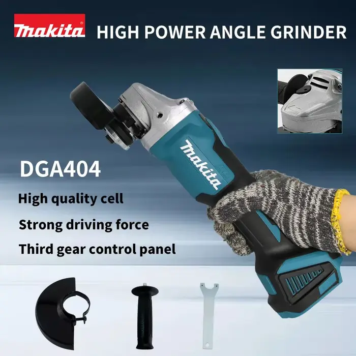 Makita 18V Nouvelle meuleuse sans fil DGA404 avec disque de 125 mm, batterie Li-4-1/2” / 5” 6,0 Ah, pour le meulage du métal et la découpe du bois