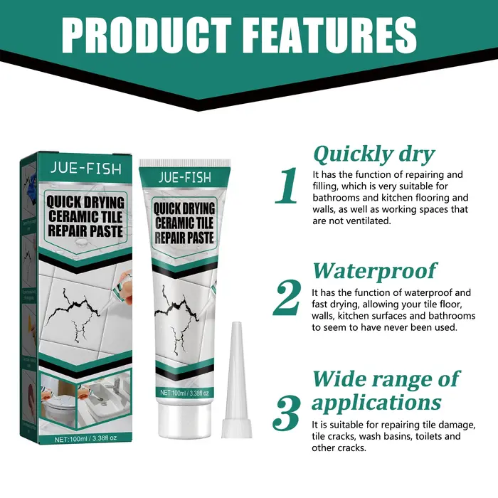 Jue-Fish Quick Drying Non-Toxic Strong Sticky Tiles Cracks Adhesive Glue Multipurpose Waterproof Cer