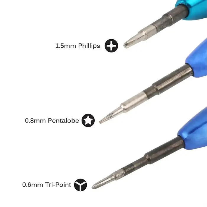Tournevis 1.5mm PH000 Phillips 0.8mm P2 Pentalobe 0.6mm Y000 Tri-point pour iPhone 7 8 Plus X XS 11 