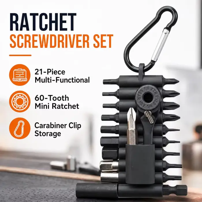 Kit de 21 embouts magnétiques S2 en acier pour visseuse à chocs avec étui de rangement