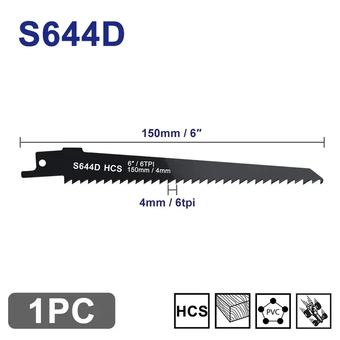 XCAN 1/2/5 pièces S644D lames de scie alternative 6 pouces 6TPI HCS sabre pour couper le bois PVC