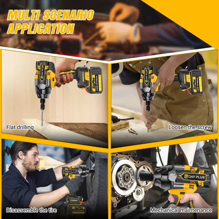 DayPlus – clé à chocs sans fil 3 en 1, perceuse électrique, pistolet à chocs sans balais de 1500nm,