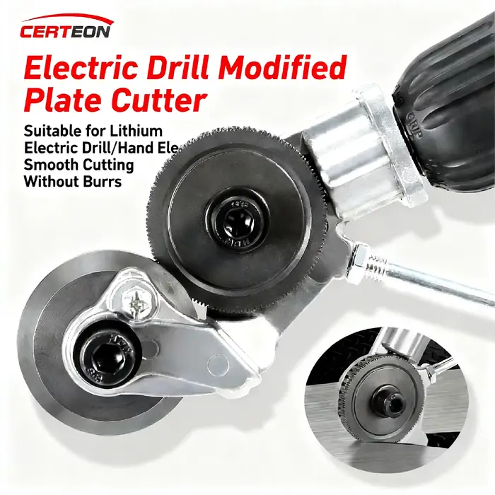 Coupe Tôle pour Perceuse Électrique Outil de Découpe Métal Acier Fin Toiture HVAC Réparation Automobile Garage DIY