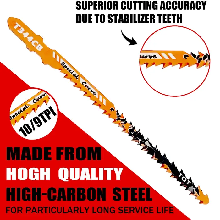 Lames de scie sauteuse double face 10/8Tpi T344Cb pour une coupe courbe efficace