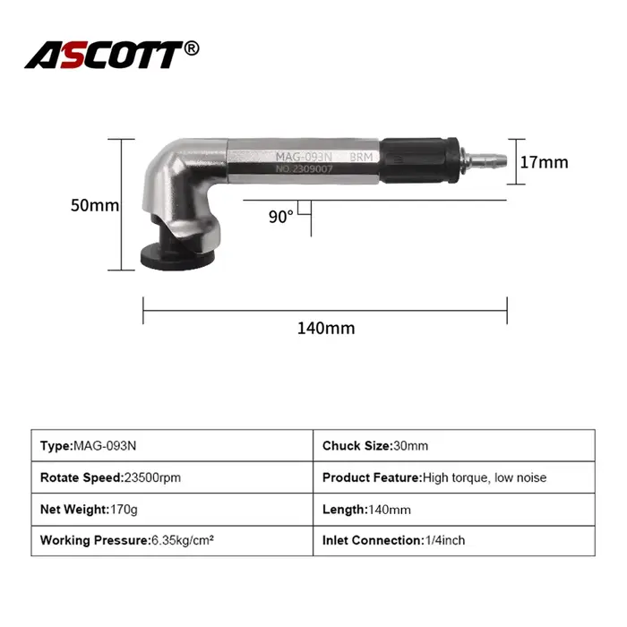 Mini Meuleuse D'angle Pneumatique MSG-093N 90 ° Rectifieuse À Air Petit Angle Vent