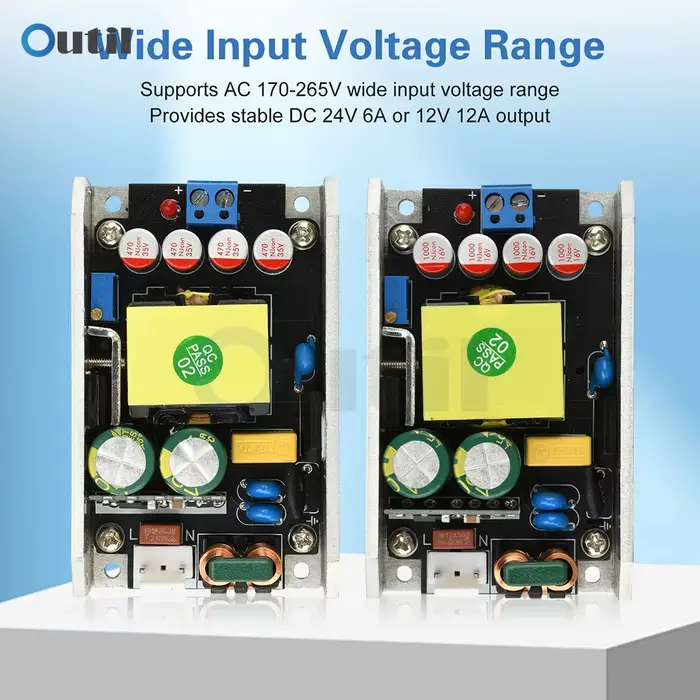Carte d'alimentation universelle 150W avec GaN AC 170-265V à DC 24V 6A 12V 12A pour éclairage industriel/LED/maison intelligente/outils électriques