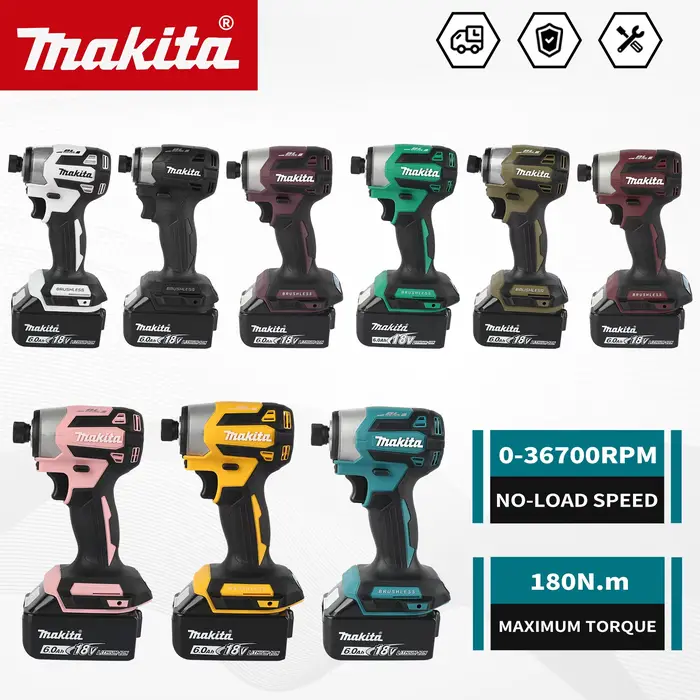 Makita DTD173 Visseuse à chocs sans balais | 180 Nm de couple maximal avec mode T pour le travail du bois, des boulons et des métaux