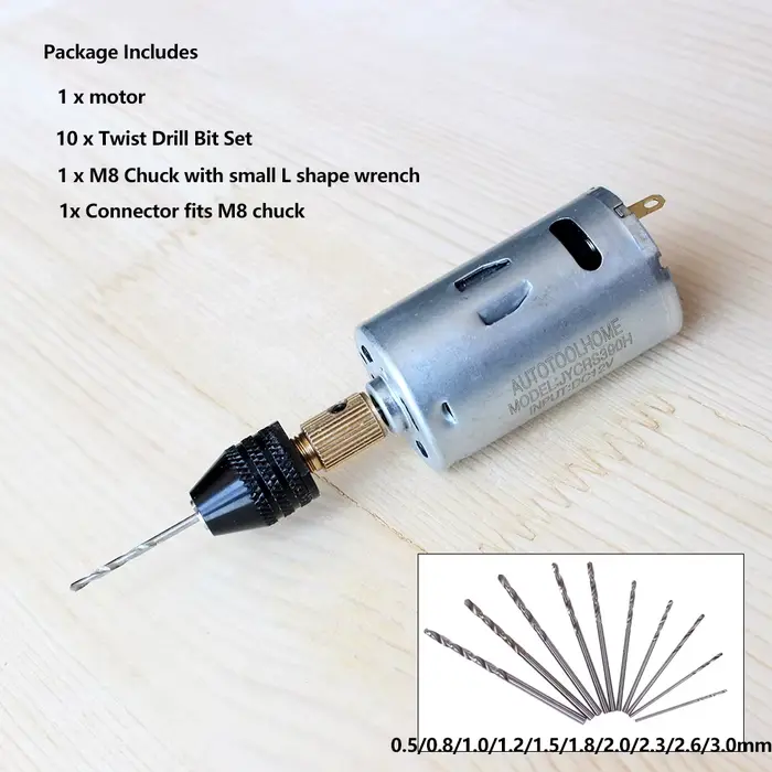 Mini perceuse à main, ensemble d'outils électriques, moteur DC 12V 0.5-3.5mm, mandrin M8, forets hél