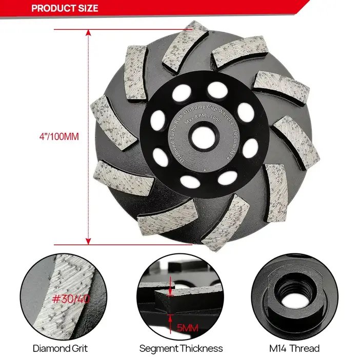 Meules DT-DIATOOL pour machine à meuler, béton, granit, diamètre 100/115/125/180 mm, disque de ponça