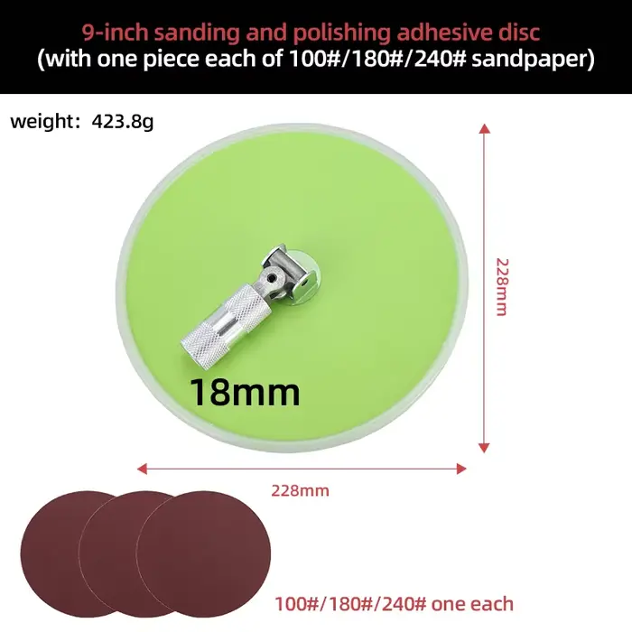 Disques de ponçage de 9 pouces, meuleuse manuelle de 230 mm, plaquettes de ponçage manuelles avec pa