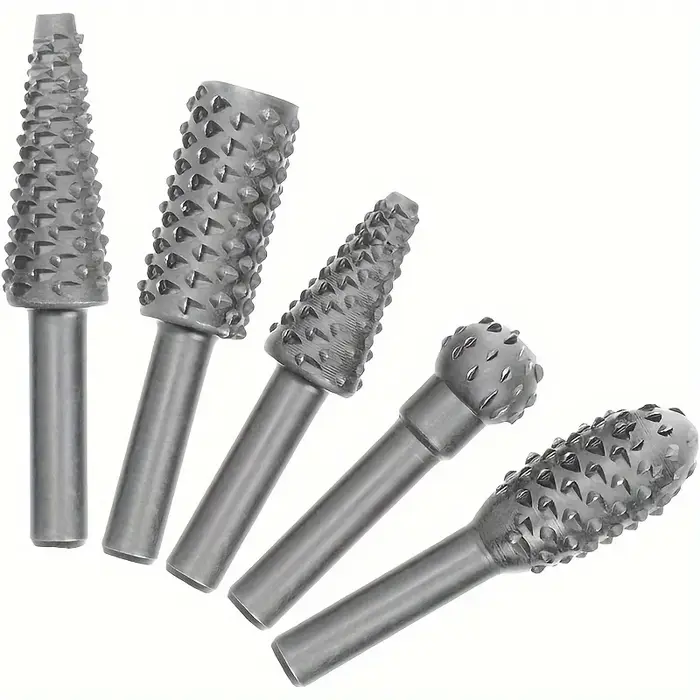 5pc argent travail du bois loup dent bâton fichier rotatif bricolage outil de meulage accessoires ensemble électrique