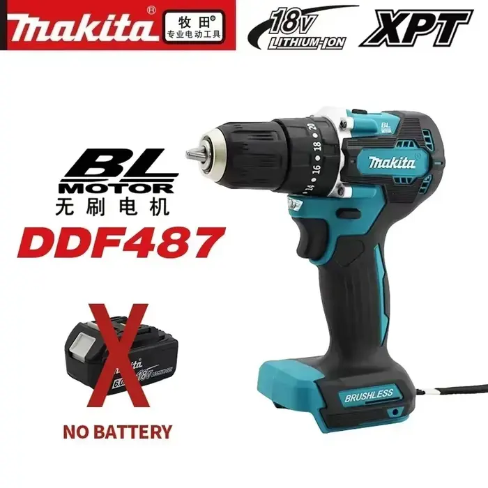 Perceuse-visseuse sans fil compacte Makita DDF487 18V LXT, compatible avec toutes les batteries au l