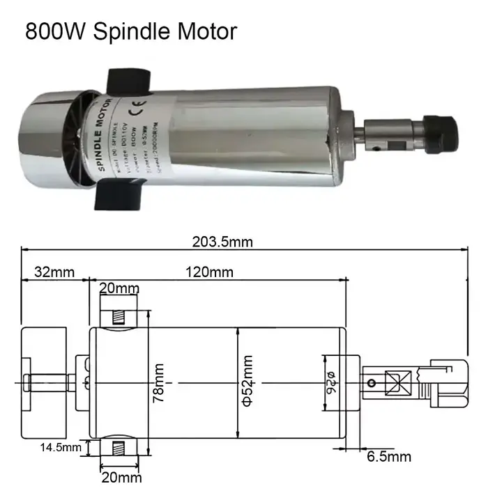 Kit de moteur de broche CNC 800W refroidi par Air DC110V 20000 tr/min ER16, alimentation de moteur de broche, régulateur de vitesse pour routeur CNC