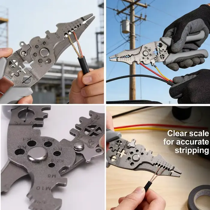 Pince à dénuder multifonctionnelle, pince à sertir robuste, coupe-câbles pour électricien, outils manuels pour la réparation de câbles