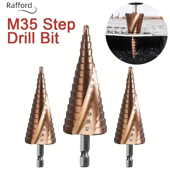 Rafford 4-12/4-20/4-32mm M35 foret étagé en Cobalt conique HSS-CO HSS