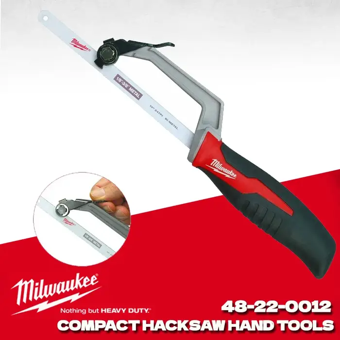 MILWAUKEE 48-22-0012 Scie à métaux compacte en métal Scie à métaux réglable Outils à main Milwaukee