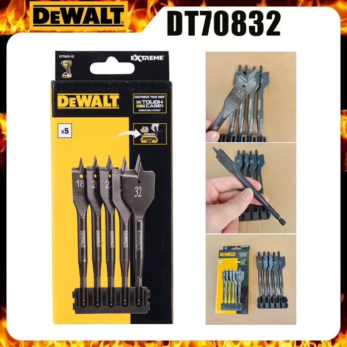DEWALT DT70832 Ensemble de 5 forets plats EXTREME 18/20/22/25/32 mm à tige hexagonale pour le bois a