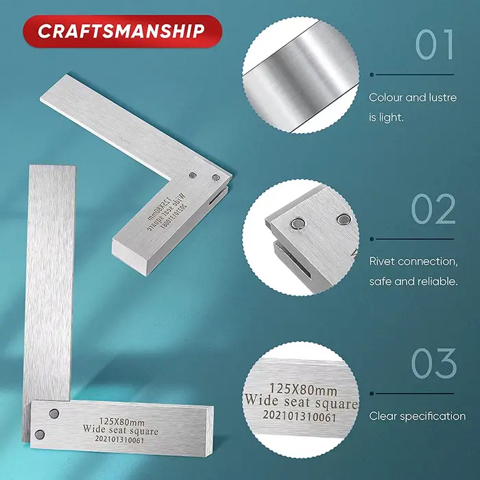 Machiniste carré ingénieur mécanique acier haute précision 90 degrés large Base outil Angle L-type t