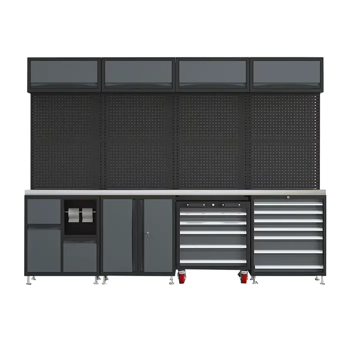 Établi de garage avec armoire de rangement d'outils pour atelier