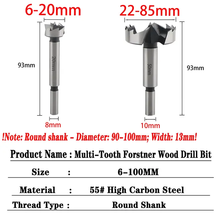 Layzen 6-100mm Forstner foret multi-dent bois trou scie tige ronde auto centrage charnière alésage haute teneur en carbone acier Cutter