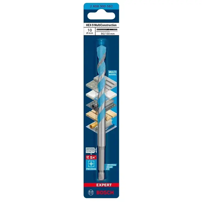 Foret à tige hexagonale Bosch Expert, pointe en carbure renforcée pour matériaux mixtes, compatible avec les perceuses à percussion et les marteaux rotatifs